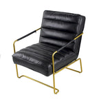 Black / Gold PU Leather Accent Arm Chair, Single Seat
