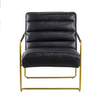 Black / Gold PU Leather Accent Arm Chair, Single Seat
