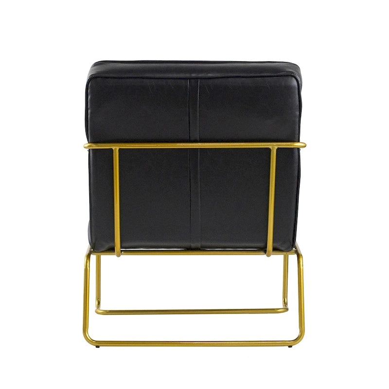 Black / Gold PU Leather Accent Arm Chair, Single Seat