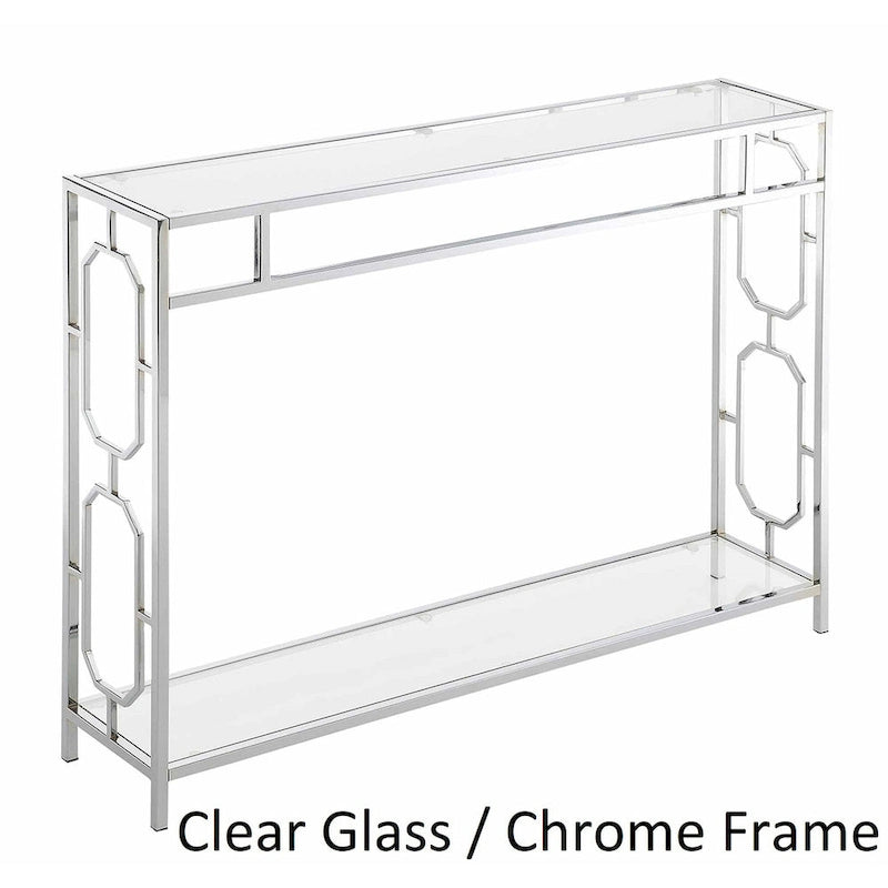 Glass/Chrome 2-Tier Modern Console Table, Single-Person Assembly
