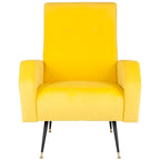 Mid-Century Retro Accent Club Chair, Single Seat – Yellow / Grey / Navy