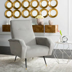 Mid-Century Retro Accent Club Chair, Single Seat – Yellow / Grey / Navy
