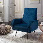 Mid-Century Retro Accent Club Chair, Single Seat – Yellow / Grey / Navy