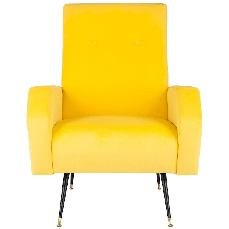 Mid-Century Retro Accent Club Chair, Single Seat – Yellow / Grey / Navy