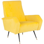 Mid-Century Retro Accent Club Chair, Single Seat – Yellow / Grey / Navy