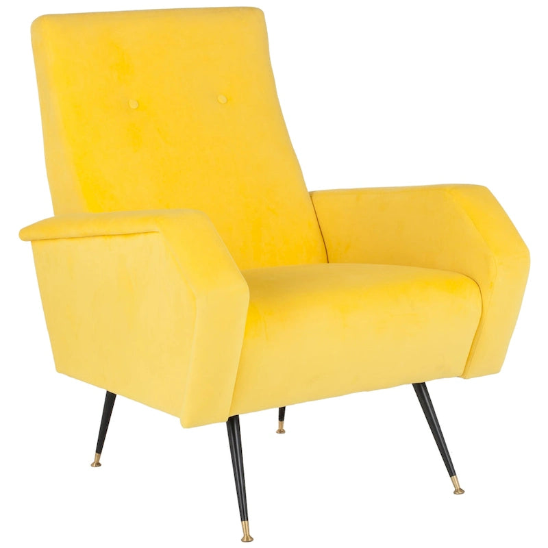 Mid-Century Retro Accent Club Chair, Single Seat – Yellow / Grey / Navy