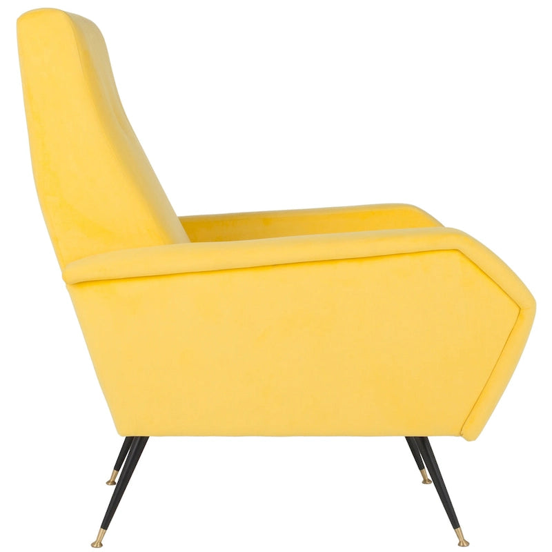 Mid-Century Retro Accent Club Chair, Single Seat – Yellow / Grey / Navy