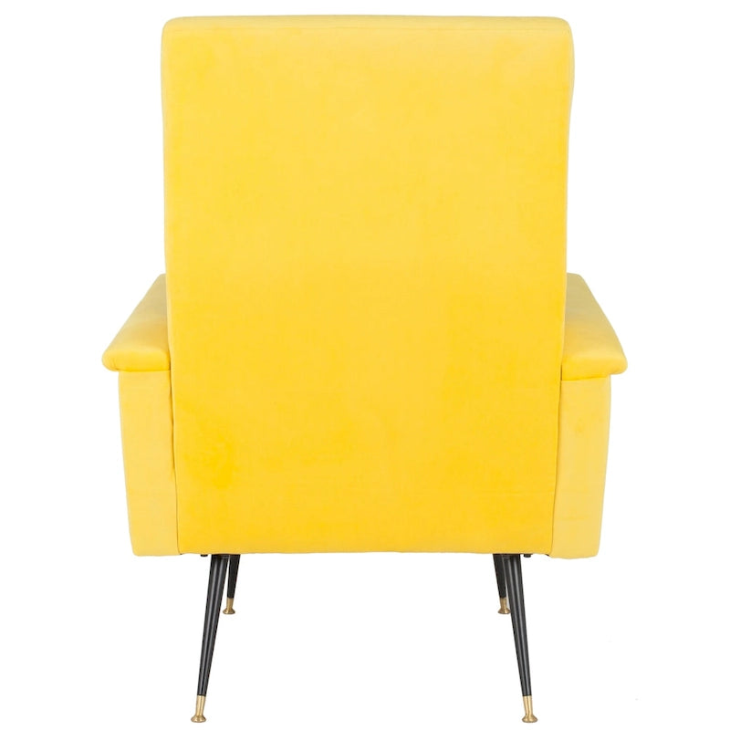 Mid-Century Retro Accent Club Chair, Single Seat – Yellow / Grey / Navy