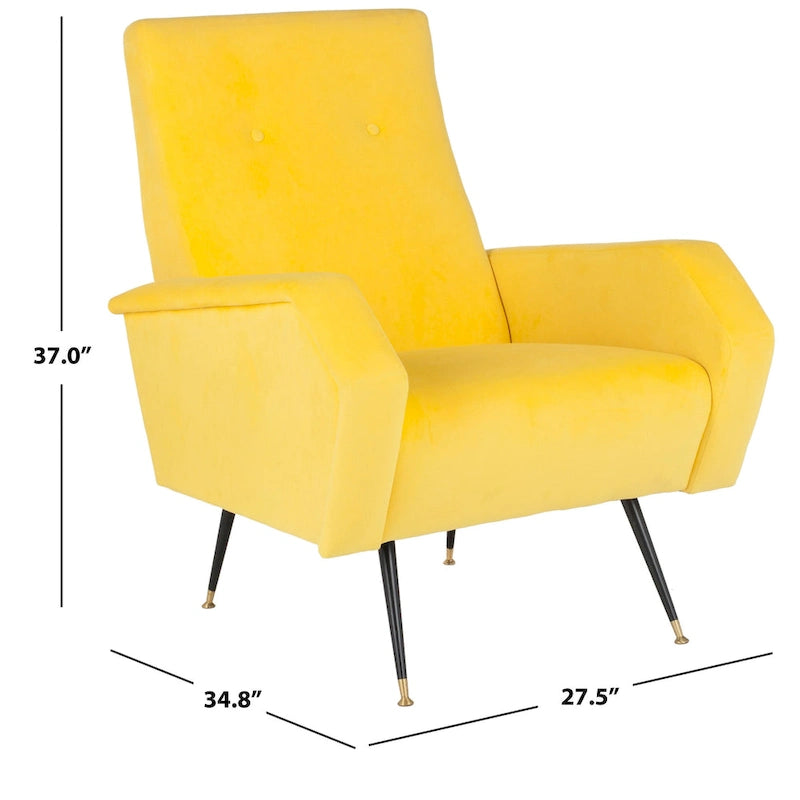 Mid-Century Retro Accent Club Chair, Single Seat – Yellow / Grey / Navy