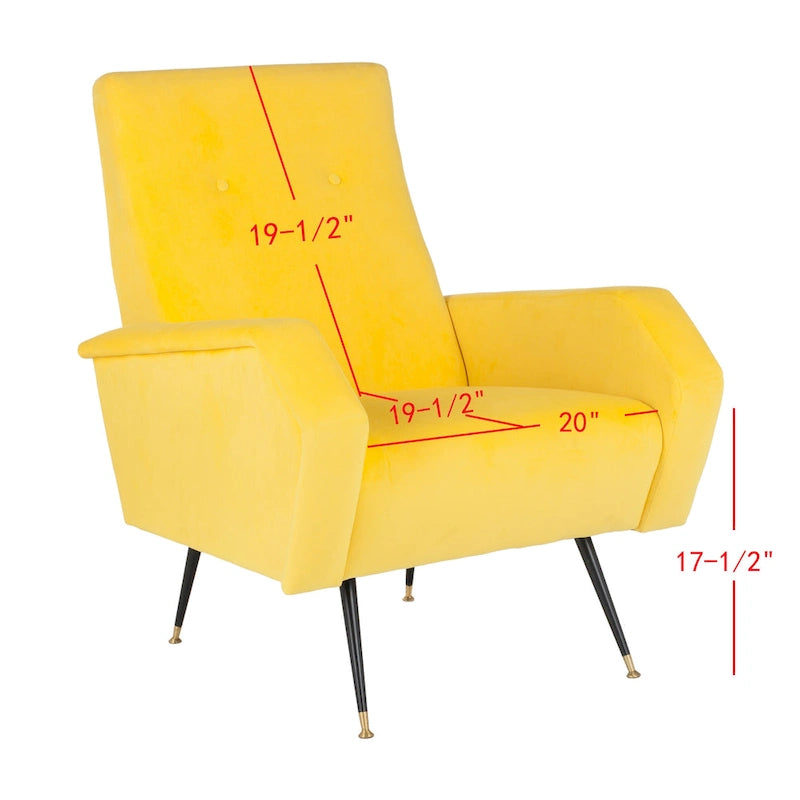 Mid-Century Retro Accent Club Chair, Single Seat – Yellow / Grey / Navy