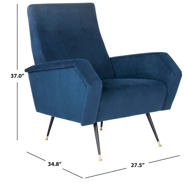 Mid-Century Retro Accent Club Chair, Single Seat – Yellow / Grey / Navy