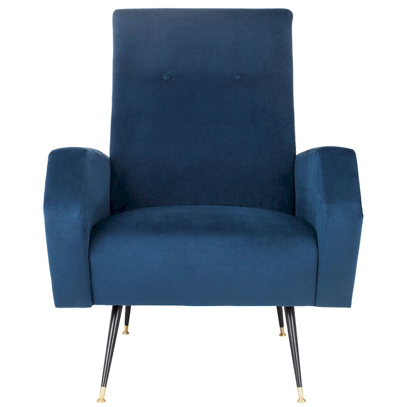 Mid-Century Retro Accent Club Chair, Single Seat – Yellow / Grey / Navy