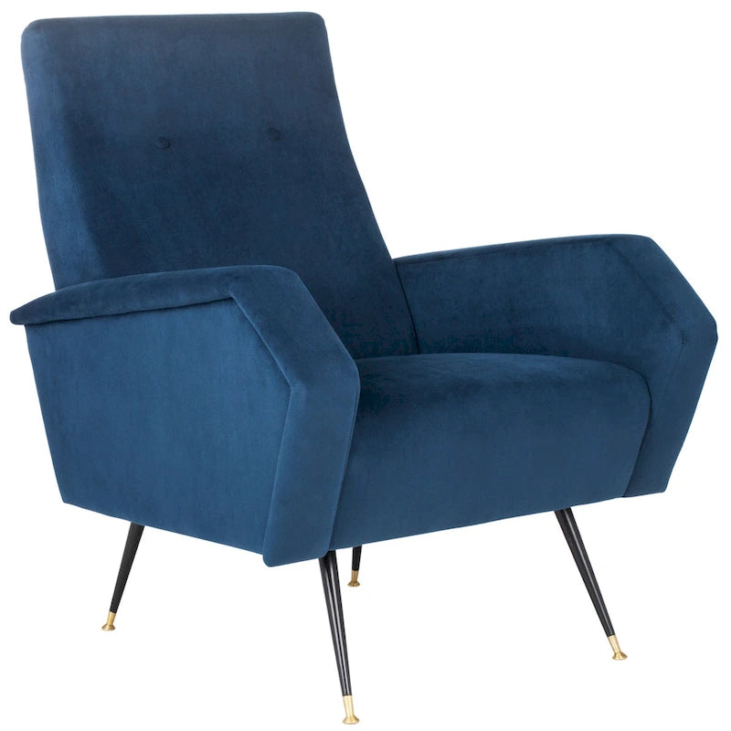 Mid-Century Retro Accent Club Chair, Single Seat – Yellow / Grey / Navy