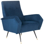 Mid-Century Retro Accent Club Chair, Single Seat – Yellow / Grey / Navy