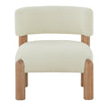Ivory / Cream / Light Brown Faux Shearling Accent Chair, Natural / Black Legs, Single Seat – 26"W x 26"D x 28"H