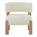 Ivory / Cream / Light Brown Faux Shearling Accent Chair, Natural / Black Legs, Single Seat – 26"W x 26"D x 28"H