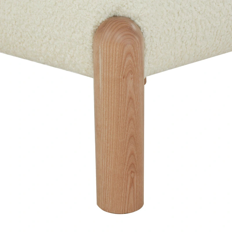 Ivory / Cream / Light Brown Faux Shearling Accent Chair, Natural / Black Legs, Single Seat – 26"W x 26"D x 28"H