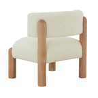 Ivory / Cream / Light Brown Faux Shearling Accent Chair, Natural / Black Legs, Single Seat – 26"W x 26"D x 28"H