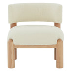 Ivory / Cream / Light Brown Faux Shearling Accent Chair, Natural / Black Legs, Single Seat – 26"W x 26"D x 28"H