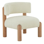Ivory / Cream / Light Brown Faux Shearling Accent Chair, Natural / Black Legs, Single Seat – 26"W x 26"D x 28"H
