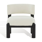 Ivory / Cream / Light Brown Faux Shearling Accent Chair, Natural / Black Legs, Single Seat – 26"W x 26"D x 28"H