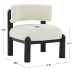 Ivory / Cream / Light Brown Faux Shearling Accent Chair, Natural / Black Legs, Single Seat – 26"W x 26"D x 28"H