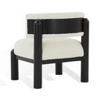 Ivory / Cream / Light Brown Faux Shearling Accent Chair, Natural / Black Legs, Single Seat – 26"W x 26"D x 28"H