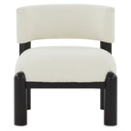 Ivory / Cream / Light Brown Faux Shearling Accent Chair, Natural / Black Legs, Single Seat – 26"W x 26"D x 28"H