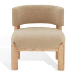 Ivory / Cream / Light Brown Faux Shearling Accent Chair, Natural / Black Legs, Single Seat – 26"W x 26"D x 28"H