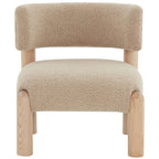 Ivory / Cream / Light Brown Faux Shearling Accent Chair, Natural / Black Legs, Single Seat – 26"W x 26"D x 28"H