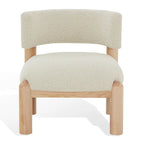 Ivory / Cream / Light Brown Faux Shearling Accent Chair, Natural / Black Legs, Single Seat – 26"W x 26"D x 28"H