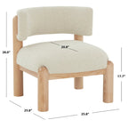 Ivory / Cream / Light Brown Faux Shearling Accent Chair, Natural / Black Legs, Single Seat – 26"W x 26"D x 28"H