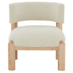 Ivory / Cream / Light Brown Faux Shearling Accent Chair, Natural / Black Legs, Single Seat – 26"W x 26"D x 28"H