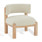Ivory / Cream / Light Brown Faux Shearling Accent Chair, Natural / Black Legs, Single Seat – 26"W x 26"D x 28"H