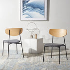 Dining Chair Set of 2, Mid-Century Style, Oak/Walnut Frame with Grey/Black Cushion