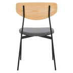 Dining Chair Set of 2, Mid-Century Style, Oak/Walnut Frame with Grey/Black Cushion