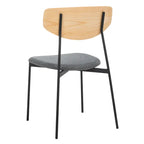 Dining Chair Set of 2, Mid-Century Style, Oak/Walnut Frame with Grey/Black Cushion