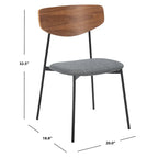 Dining Chair Set of 2, Mid-Century Style, Oak/Walnut Frame with Grey/Black Cushion