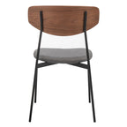 Dining Chair Set of 2, Mid-Century Style, Oak/Walnut Frame with Grey/Black Cushion