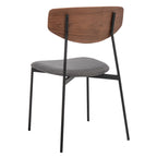 Dining Chair Set of 2, Mid-Century Style, Oak/Walnut Frame with Grey/Black Cushion