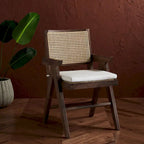 Walnut/Black/White/Natural Rattan Back Armchair, Single Seat