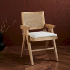 Walnut/Black/White/Natural Rattan Back Armchair, Single Seat