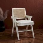 Walnut/Black/White/Natural Rattan Back Armchair, Single Seat
