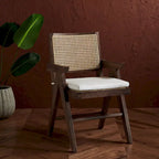 Walnut/Black/White/Natural Rattan Back Armchair, Single Seat