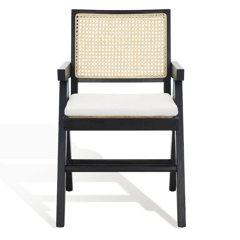 Walnut/Black/White/Natural Rattan Back Armchair, Single Seat