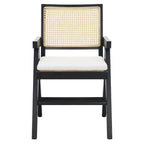 Walnut/Black/White/Natural Rattan Back Armchair, Single Seat