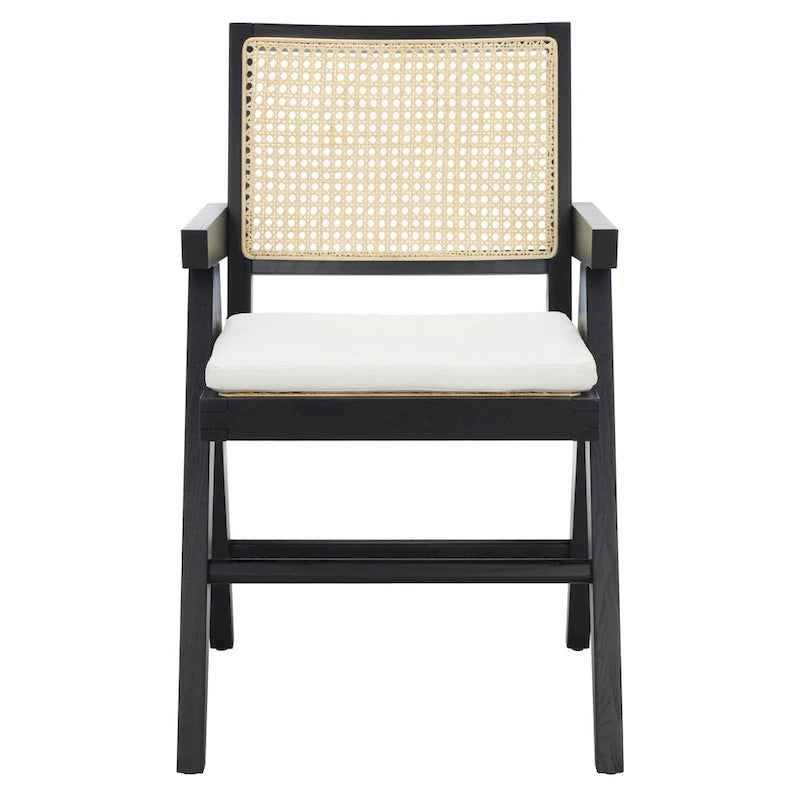 Walnut/Black/White/Natural Rattan Back Armchair, Single Seat
