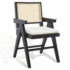 Walnut/Black/White/Natural Rattan Back Armchair, Single Seat
