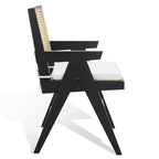 Walnut/Black/White/Natural Rattan Back Armchair, Single Seat
