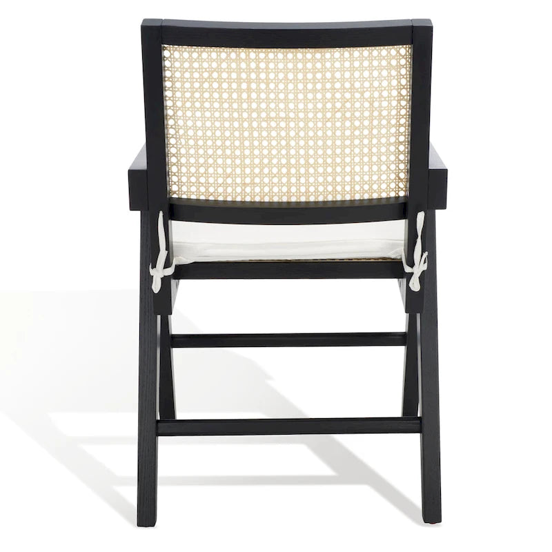 Walnut/Black/White/Natural Rattan Back Armchair, Single Seat